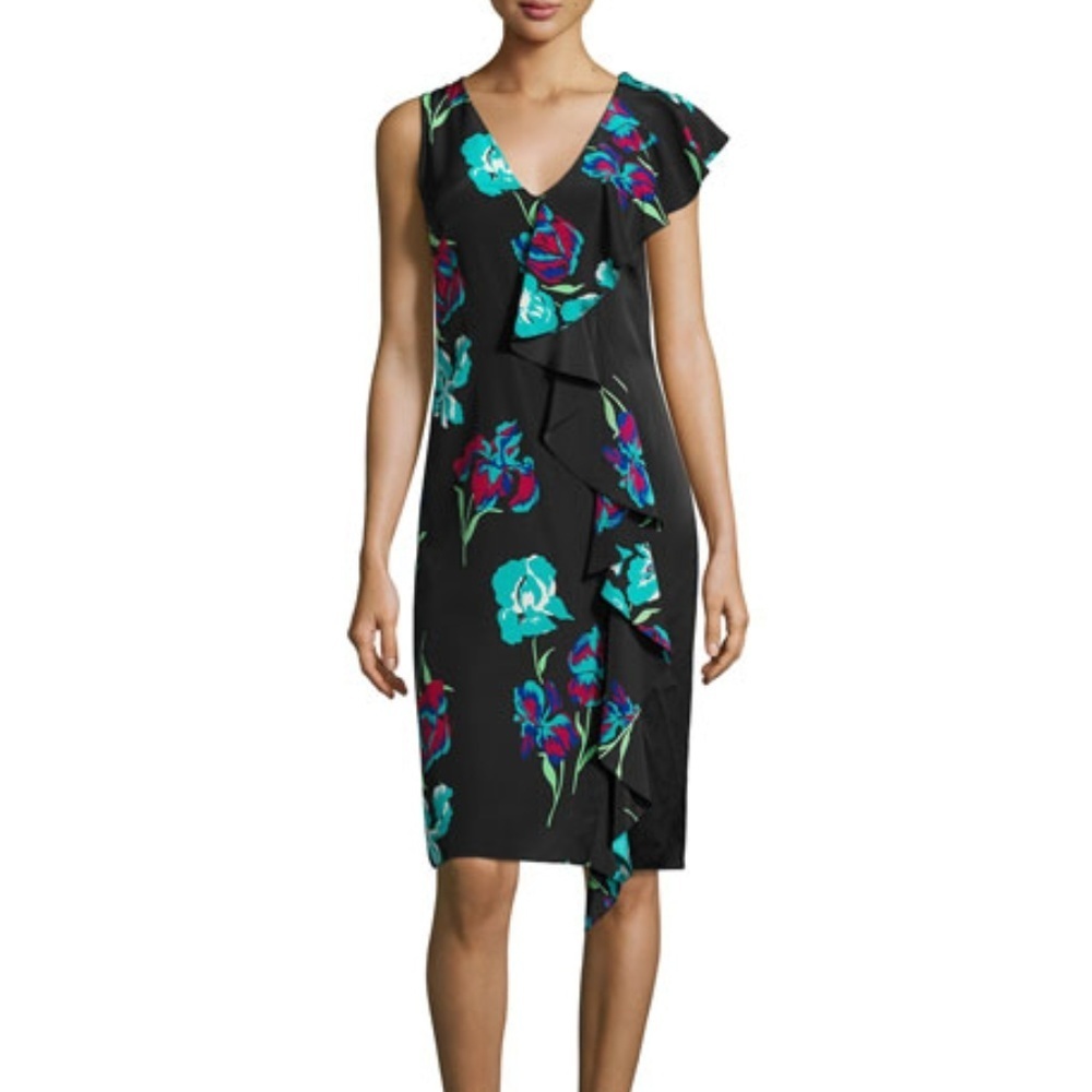 Sleeveless Floral-Print Ruffled Cocktail Dress 2